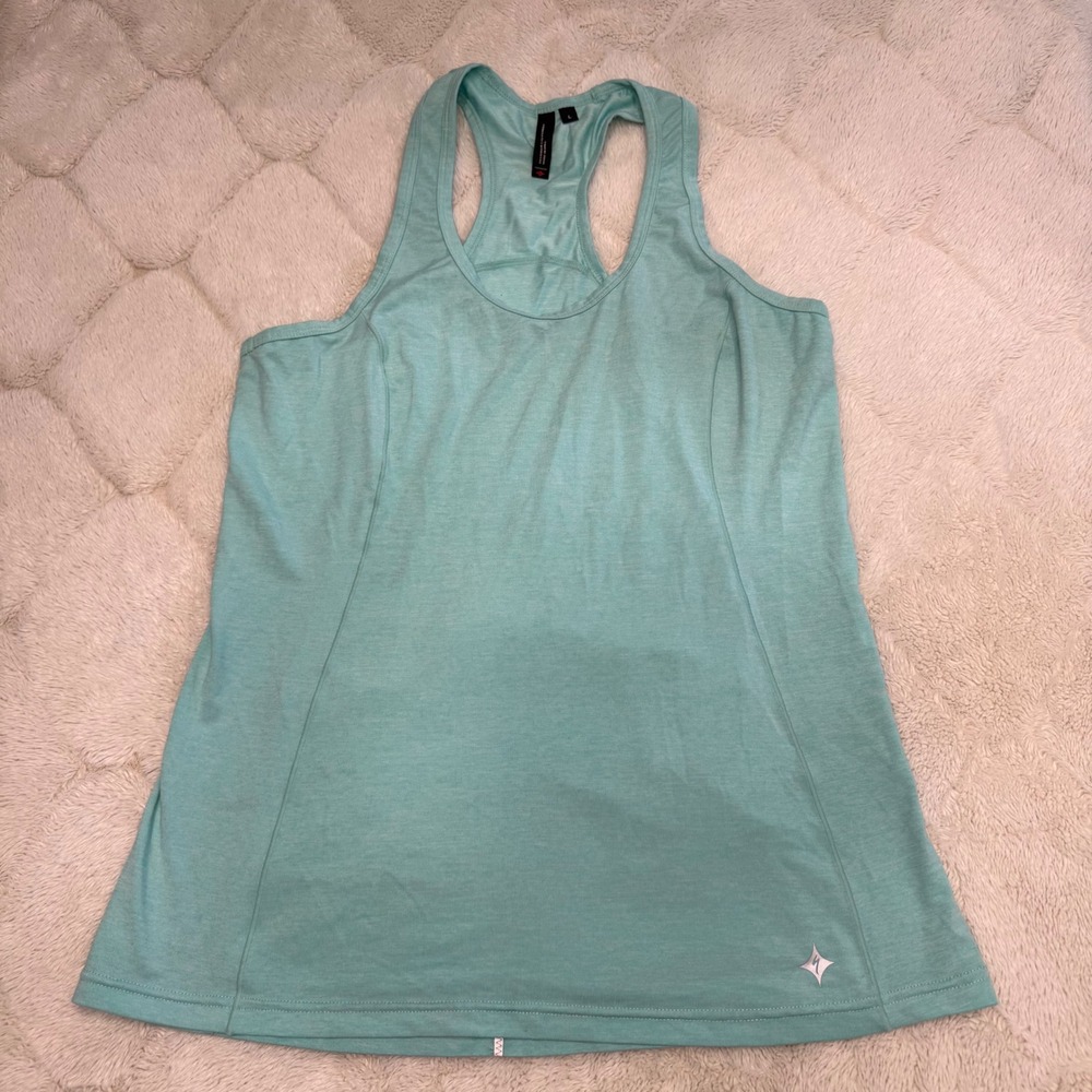 Specialized Shasta Tank Women Large Aqua Teal Racerback Cycling Athletic Top
